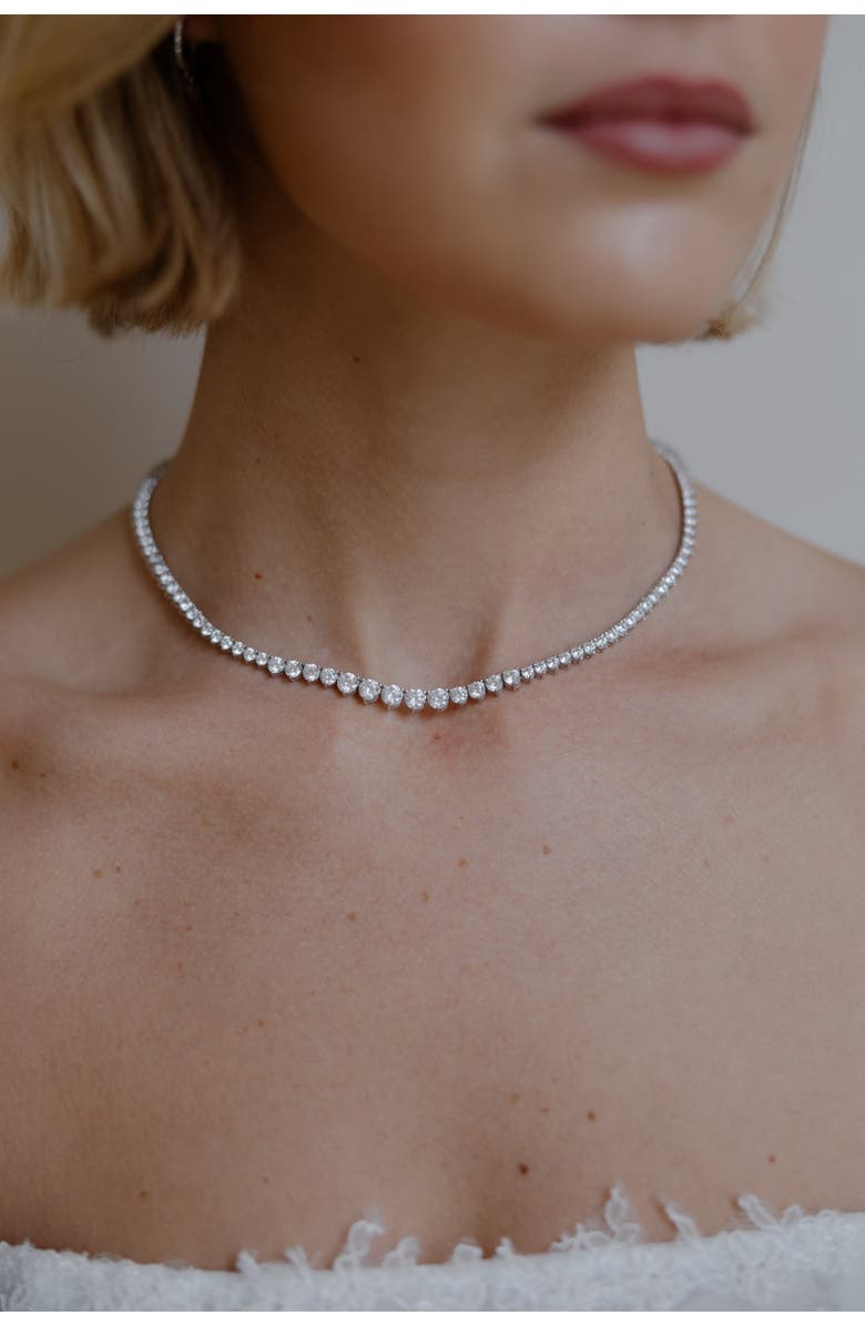 Untamed Petals High Society Tennis Necklace, Main, color, Silver