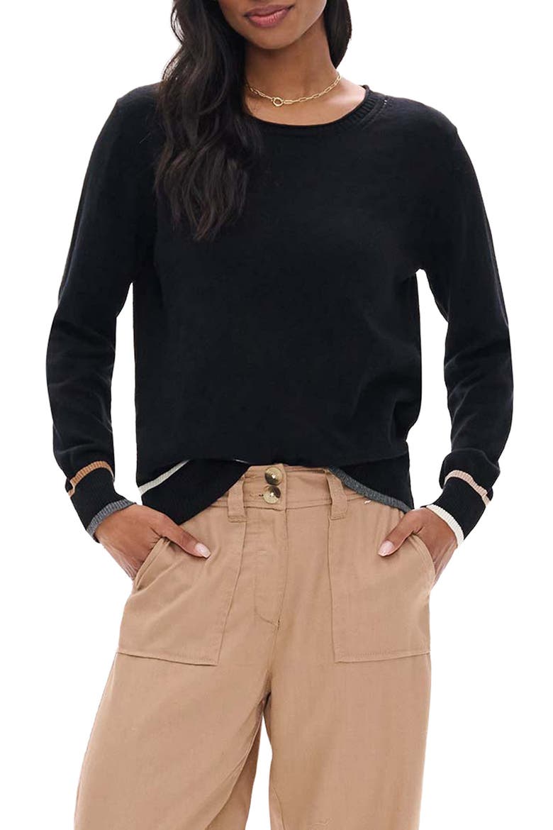 Eden Crewneck Cotton & Cashmere Sweater, Main, color, BLACK