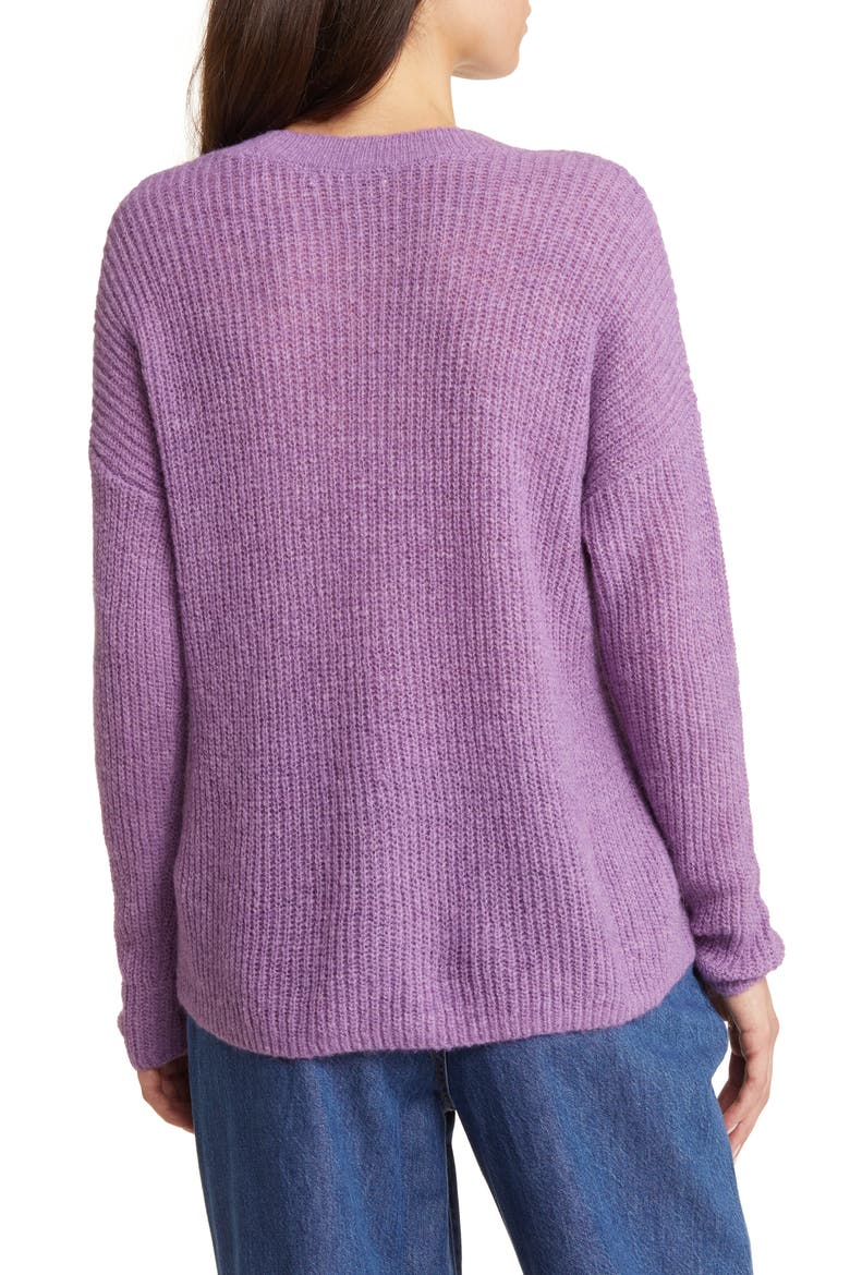 Ribbed Crewneck Sweater, Alternate, color, HEATHER AMETHYST