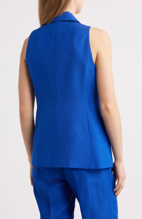 Anne Klein Womens Sleeveless Notched Collar Blazer High Rise Side Tab Pull On Pants In Santorini Blue