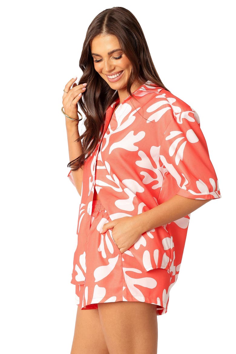 Payton Short Sleeve Button-Up Shirt, Alternate, color, MELON WHITE