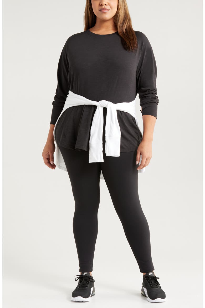 Relaxed Washed Cotton Top, Alternate, color, BLACK