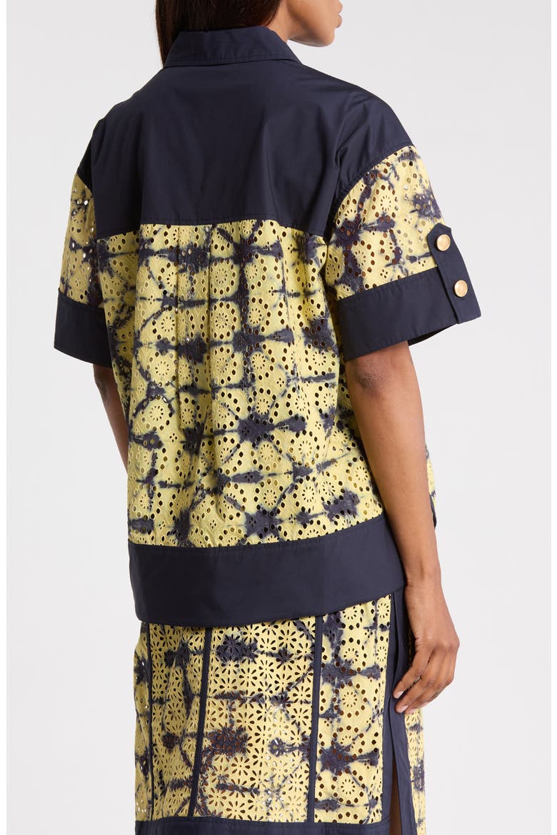 Printed Broderie Anglaise Shirt, Alternate, color, BUTTER-INDIGO MULTI