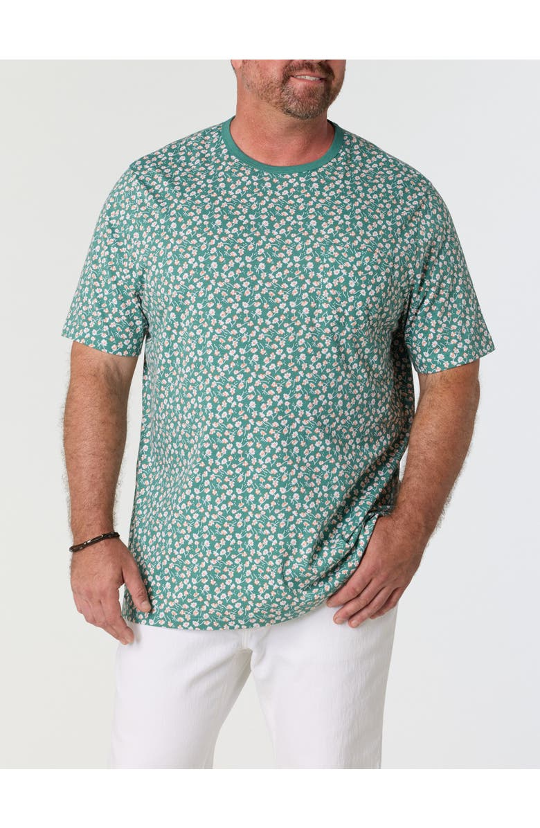Harbor Bay by DXL Big & Tall Floral Print Moisture-Wicking Pocket T-Shirt V2, Alternate, color, Deep Sea Multi