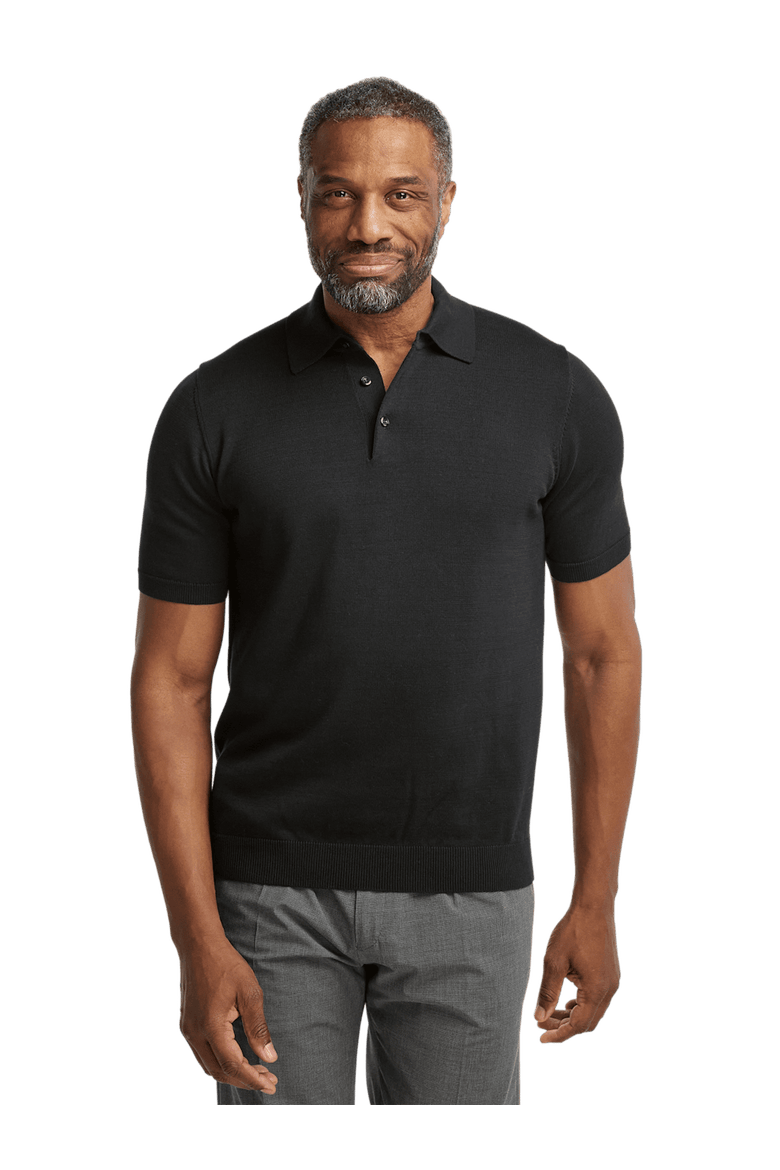 Supima Cotton Three Button Polo, Alternate, color, Black