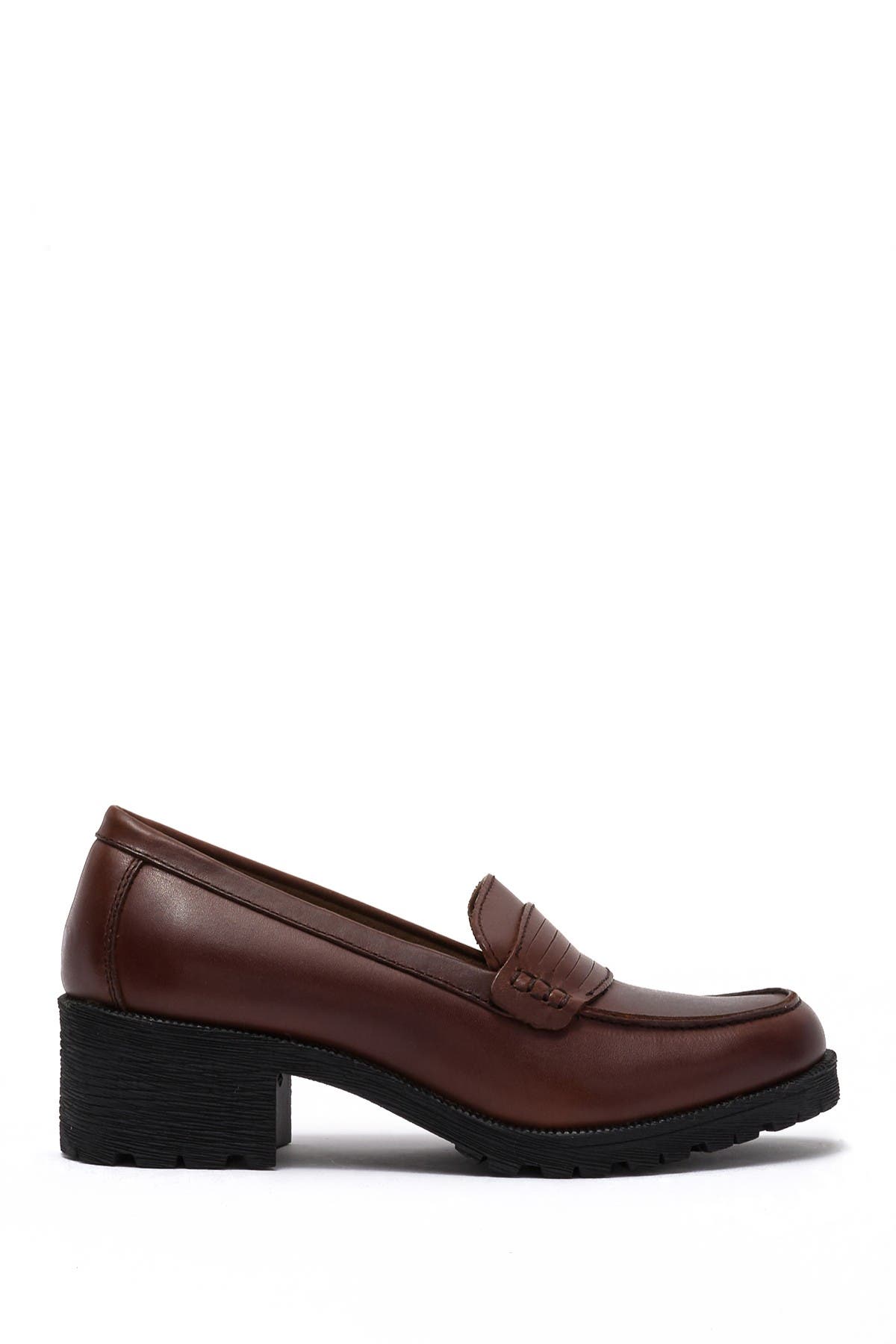 Eastland Newbury Leather Block Heel Loafer, Alternate, color, Brown