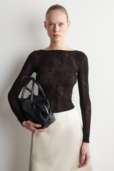 Floral-jacquard Lace Top