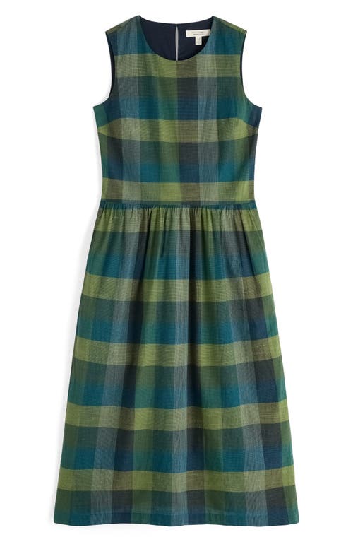 Seasalt Cornwall Brouse Check Sleeveless Organic Cotton Midi Dress In Green