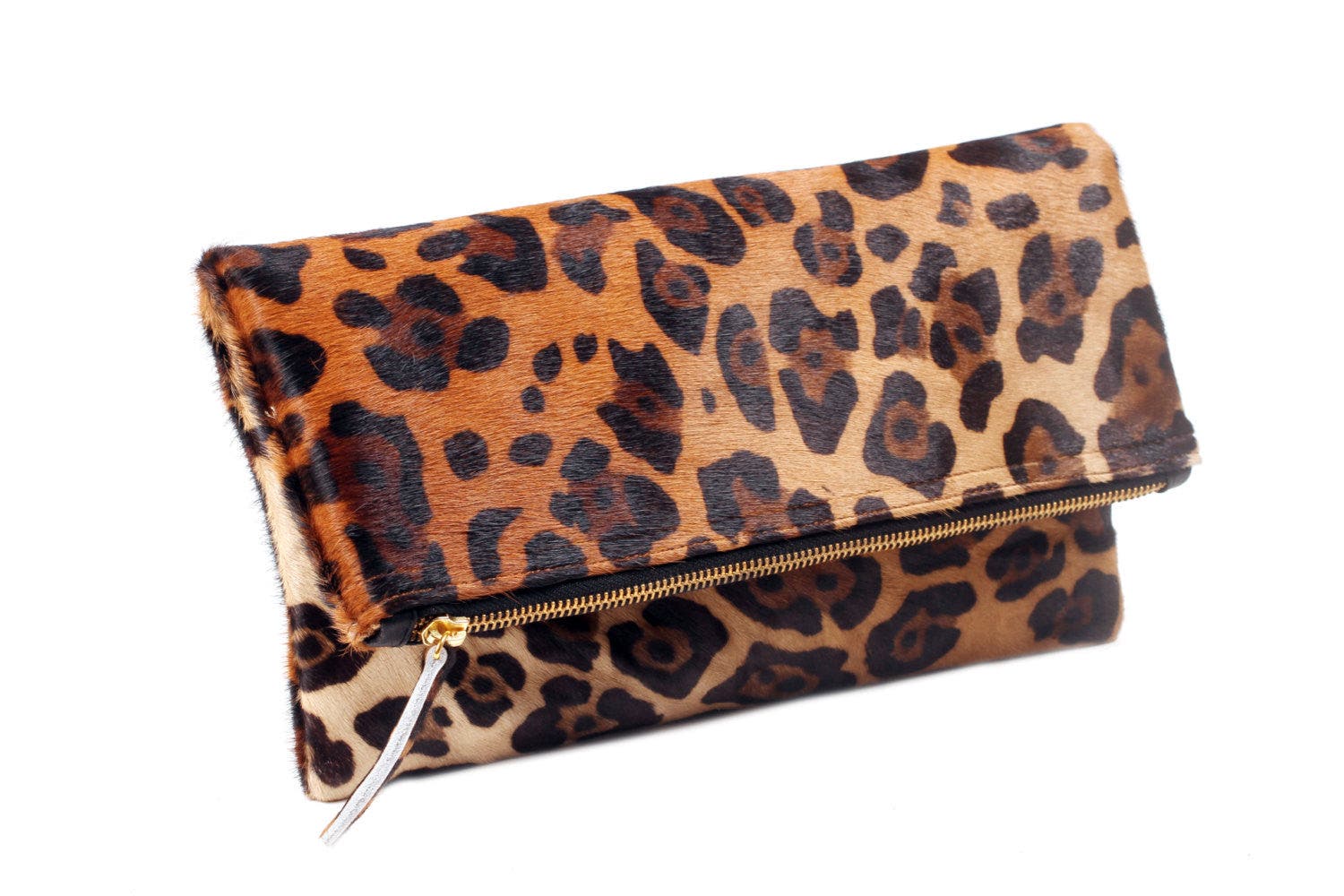 The Artisan & Company Leopard Leather Clutch, Alternate, color, Brown
