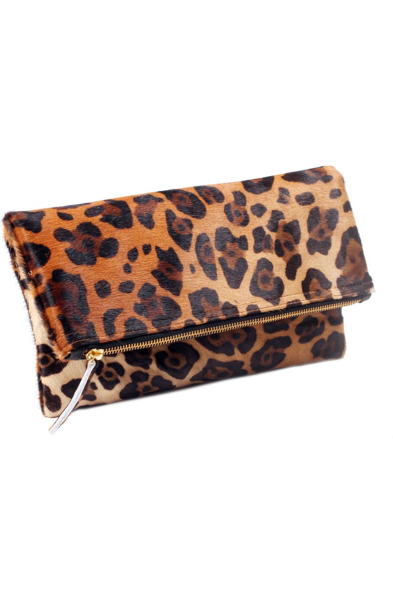 The Artisan & Company Leopard Leather Clutch, Alternate, color, Brown