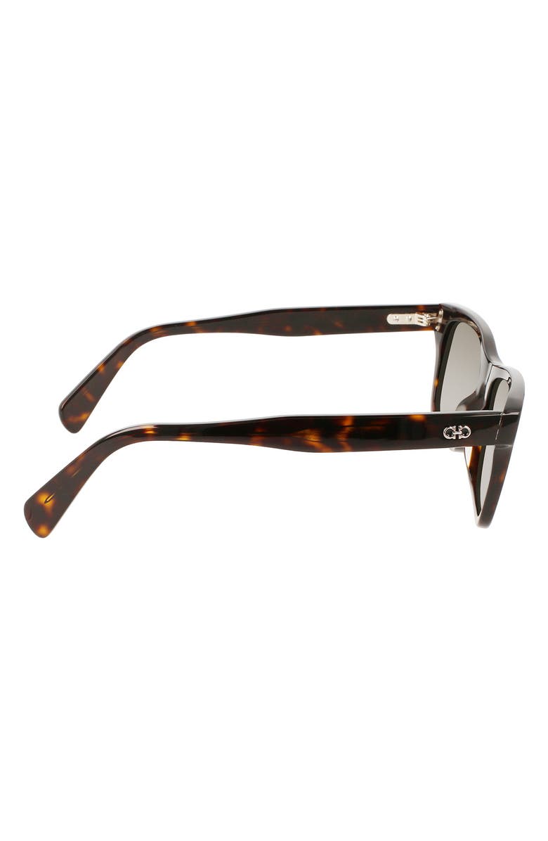 FERRAGAMO Gancini 54mm Rectangular Sunglasses, Alternate, color, Tortoise