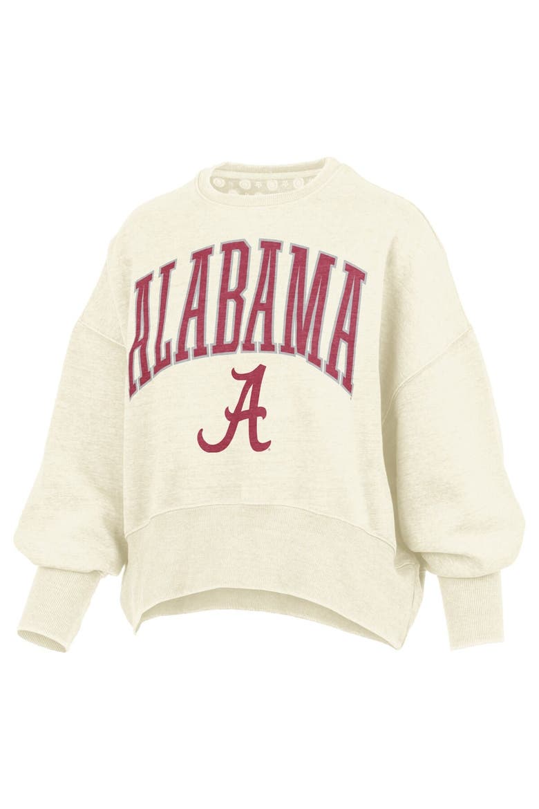Women's Pressbox Natural Alabama Crimson Tide Oversized Waist-Length Crewneck Sweatshirt, Alternate, color, Natural