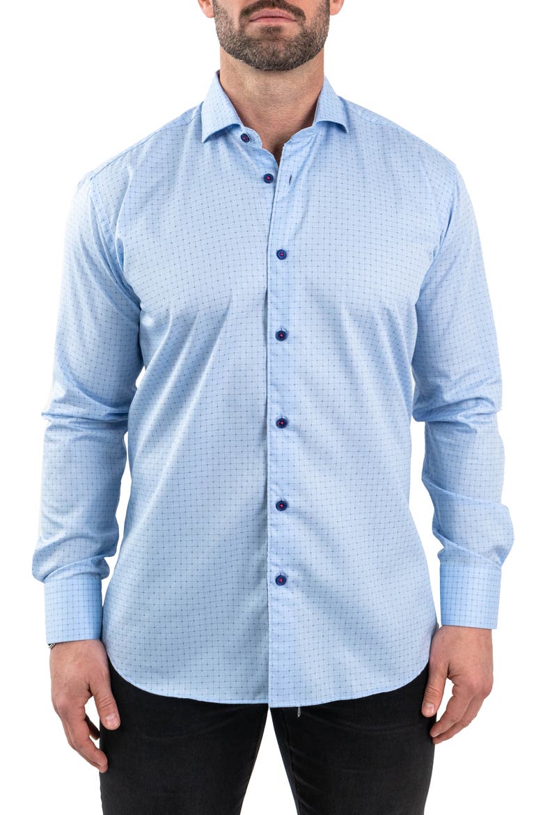Einstein Jacqpointsquare Blue Button-Up Shirt, Main, color, BLUE