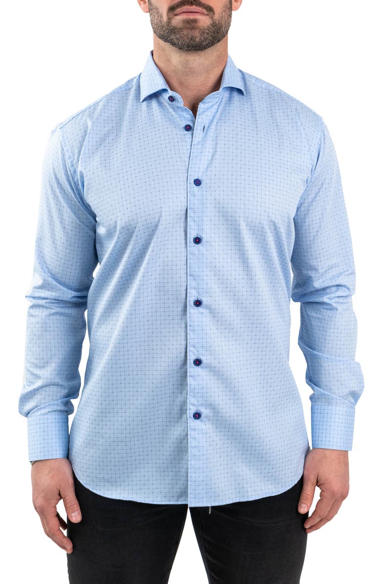 Maceoo Einstein Jacqpointsquare Blue Button-Up Shirt, Main, color, Blue