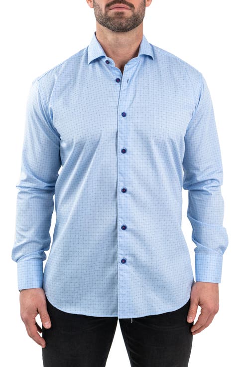 Einstein Jacqpointsquare Blue Button-Up Shirt