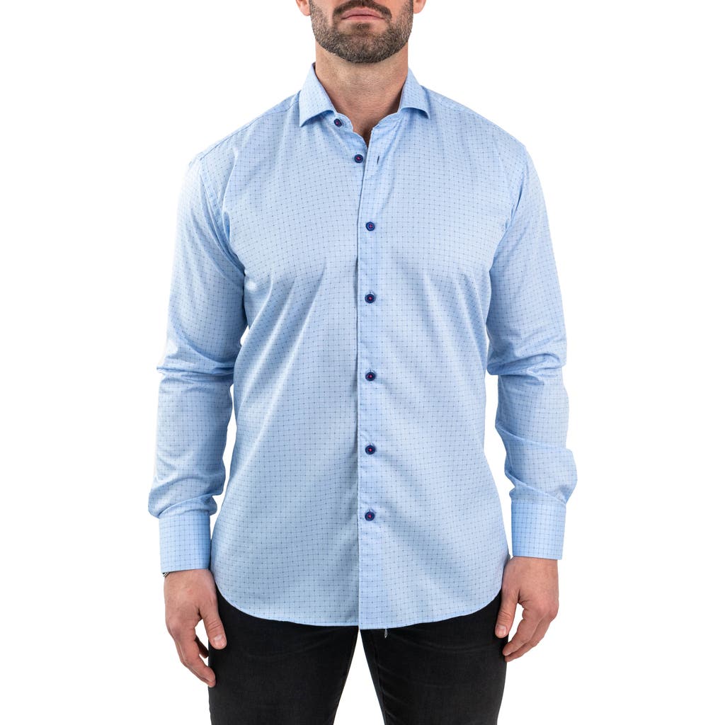 Maceoo Einstein Jacqpointsquare Blue Button-up Shirt In Blue