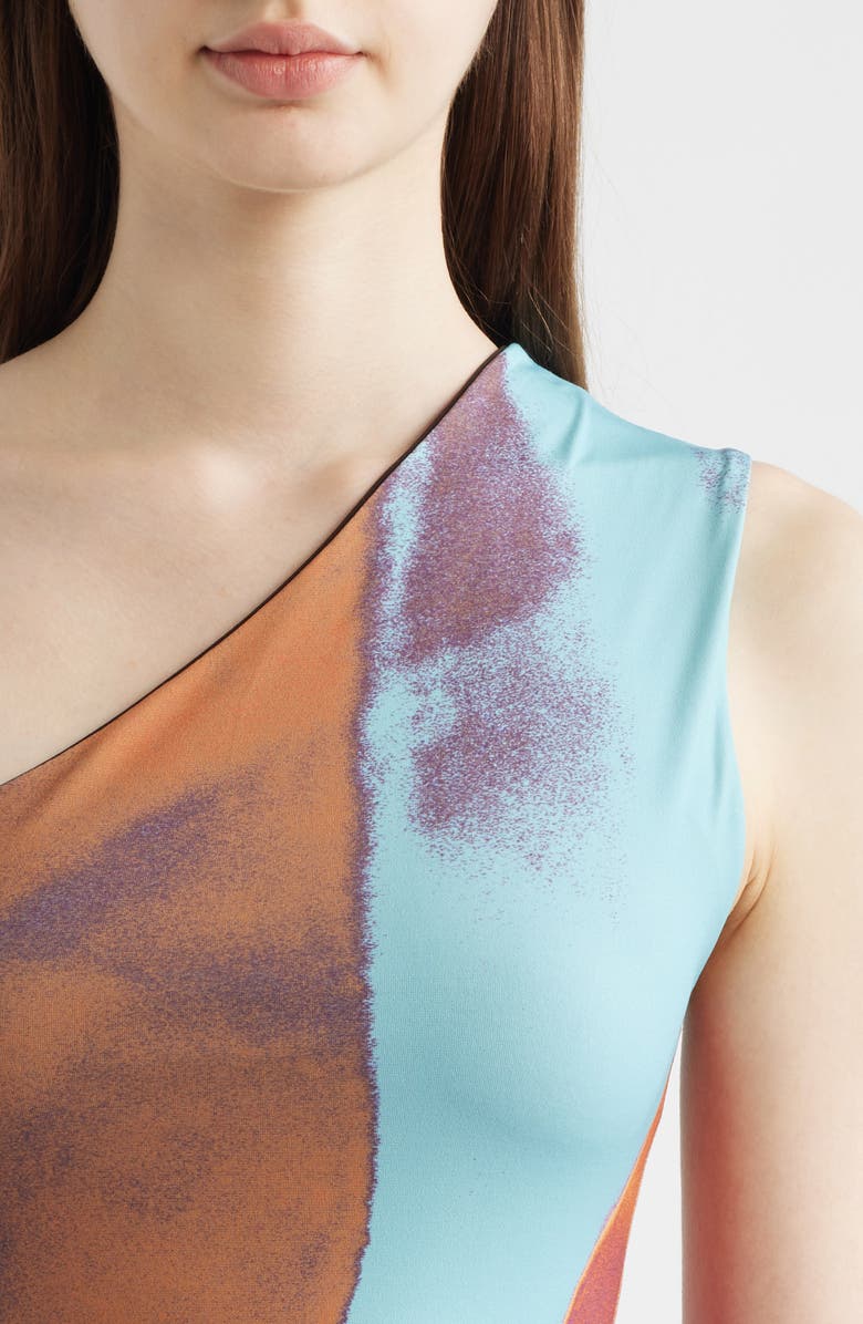 Feners Besos One Shoulder Asymmetric Top, Alternate, color, Turquoise