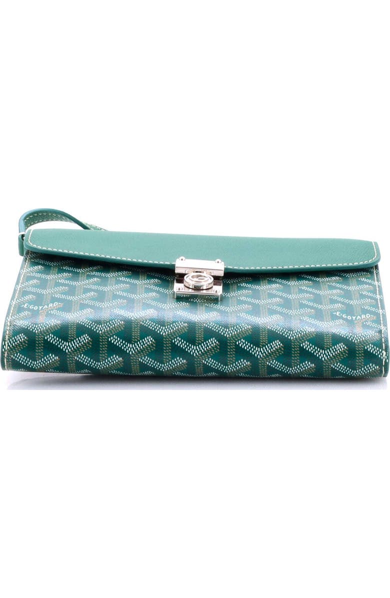 Pre-Owned Goyard Chypre Wallet on Strap Coated Canvas with Leather, Alternate, color, Green