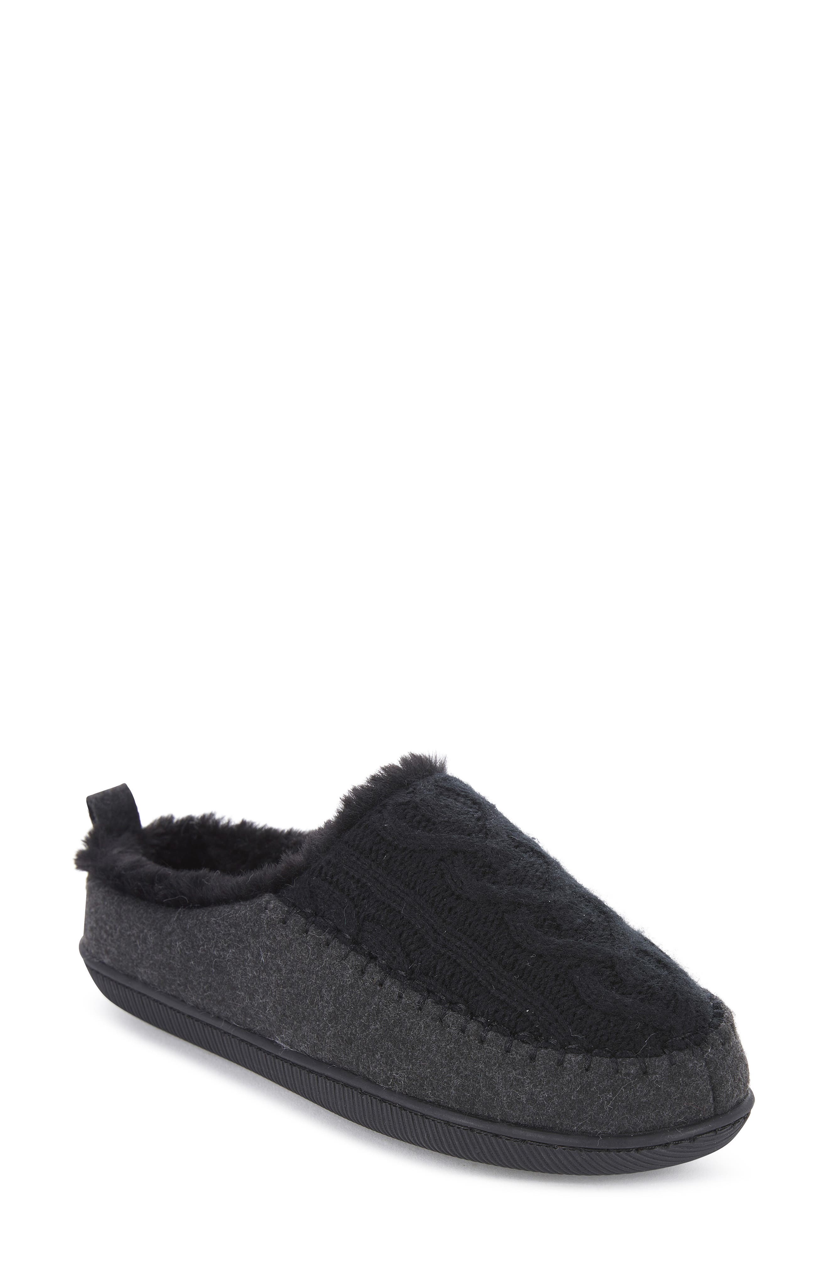 FLOOPI Tori Cable Knit Faux Shearling Slipper