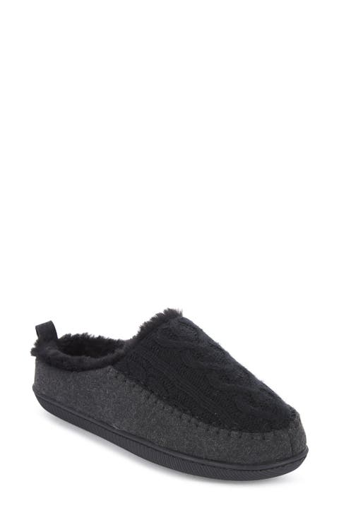 Tori Cable Knit Faux Shearling Slipper (Women)