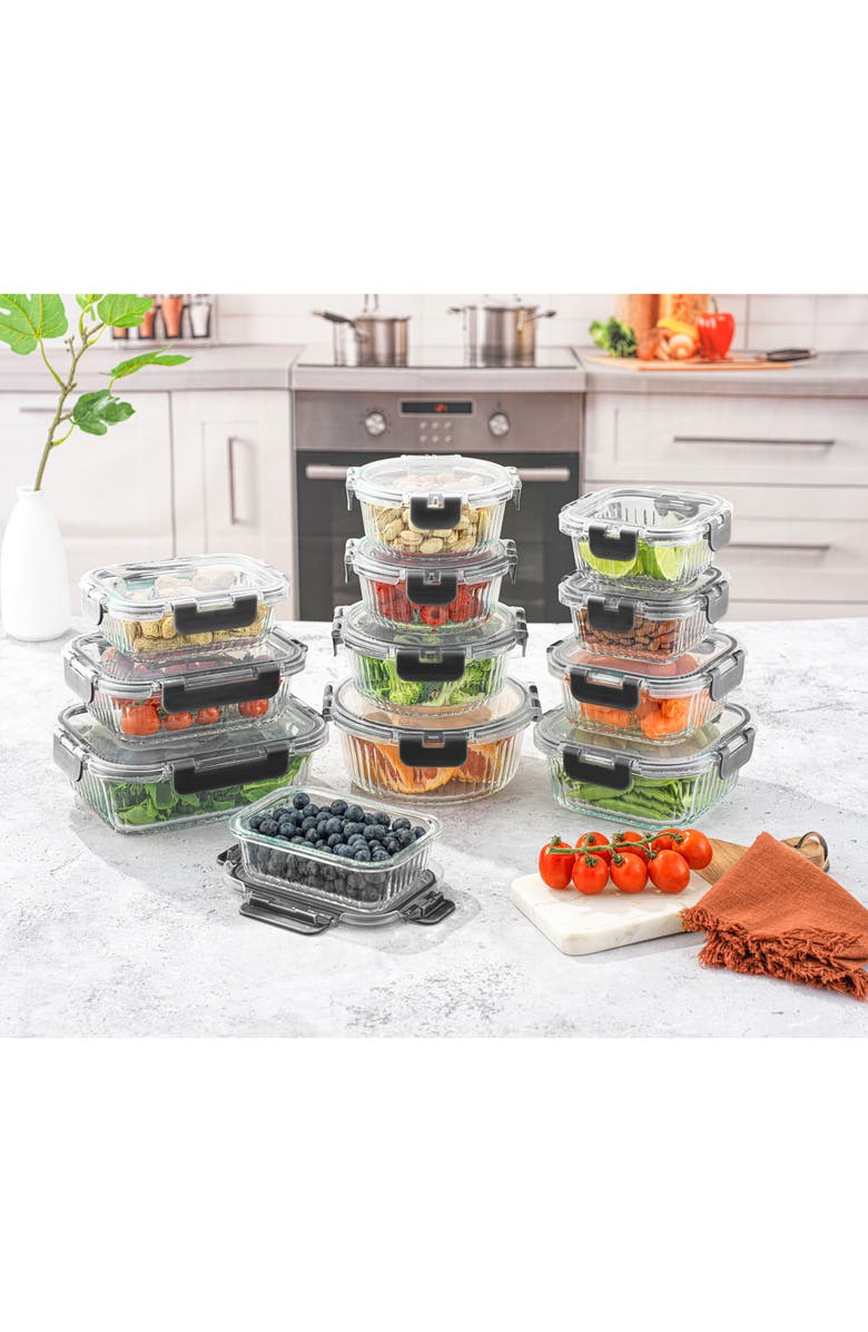JoyJolt 24-Piece Glass Food Storage Containers with Airtight Lids, Alternate, color, 