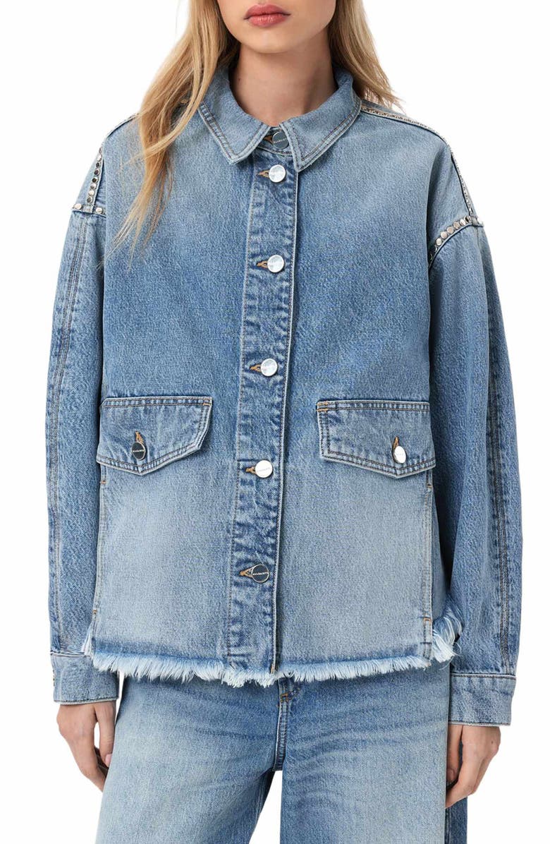 AllSaints Hettie Stud Shacket, Main, color, 