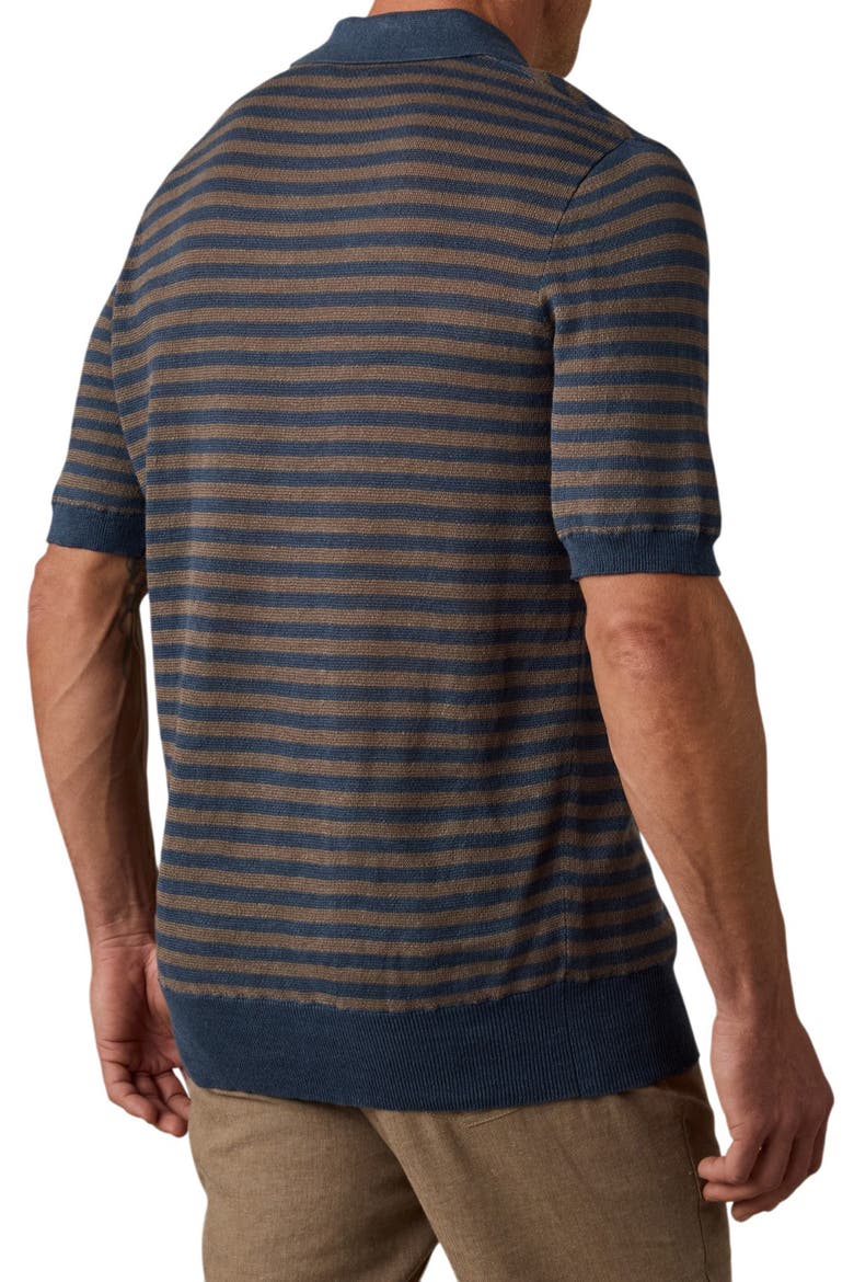 Stripe Linen Sweater Polo, Alternate, color, NAVY CEDAR STRIPE