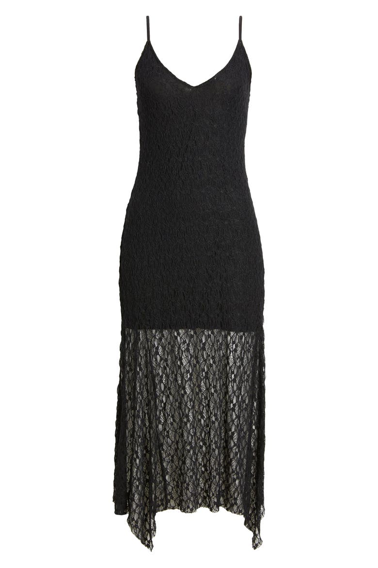 Lace Midi Dress, Alternate, color, BLACK