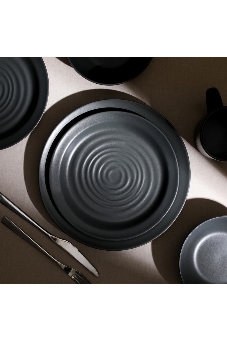 Orbit Stoneware 12-Piece Dinnerware Set with Cereal Bowls, Alternate, color, Charcoal