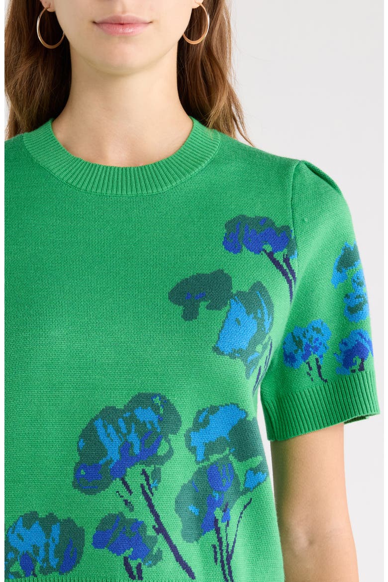 Kersey Floral Short Sleeve Sweater, Alternate, color, KELLY-GREEN
