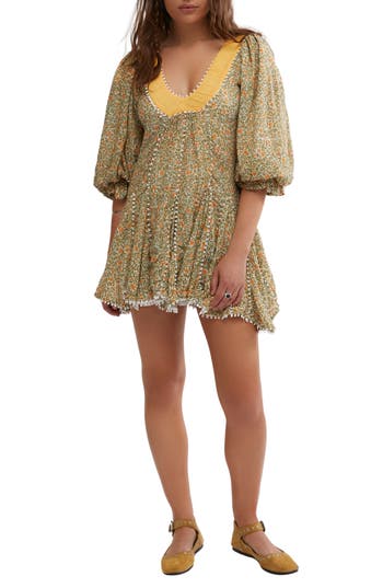 Free People Bali Coral Cotton Blend Minidress