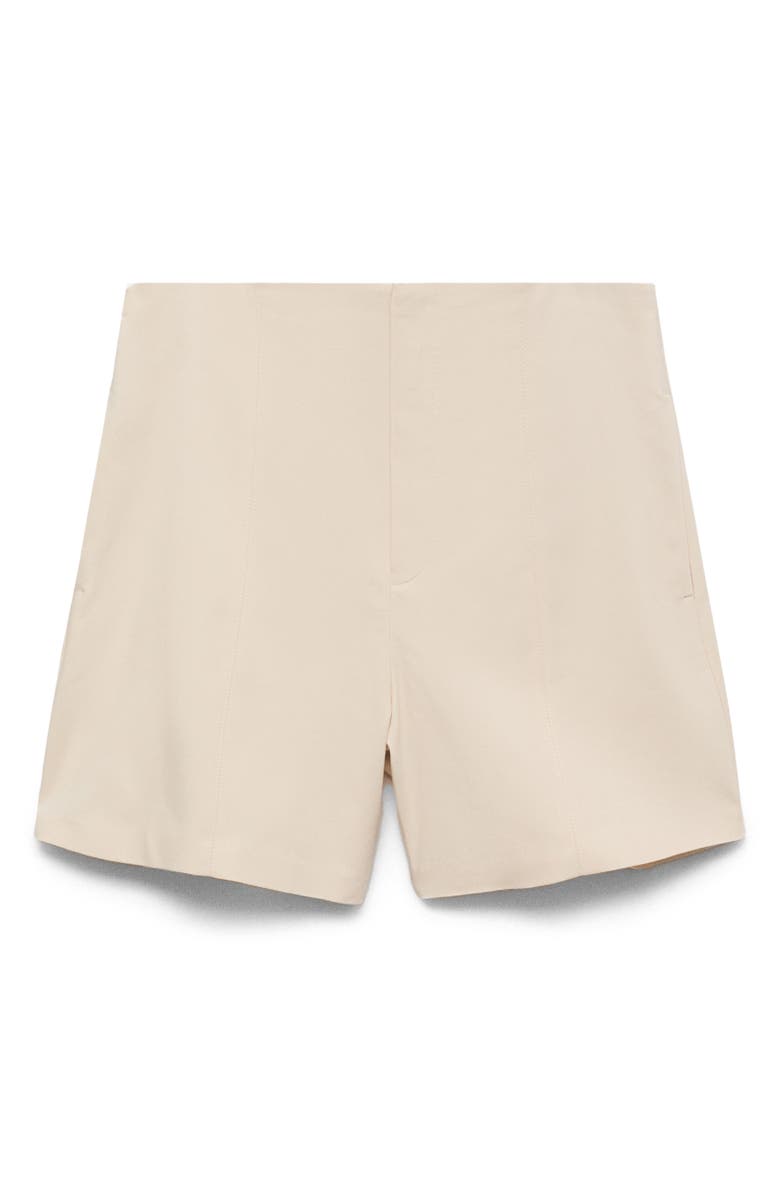 MANGO High Waist Cotton Shorts, Alternate, color, Ecru