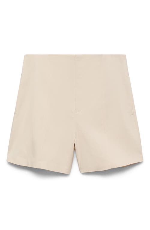 Shop Mango High Waist Cotton Shorts In Ecru