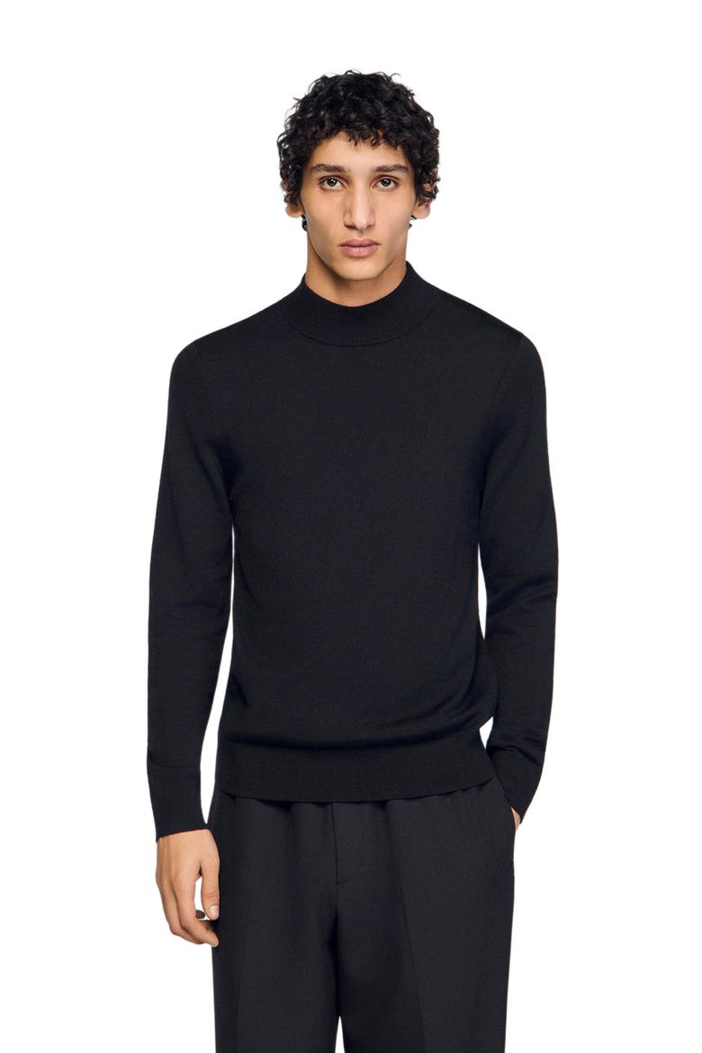 Wool sweater with high neck, Main, color, Black