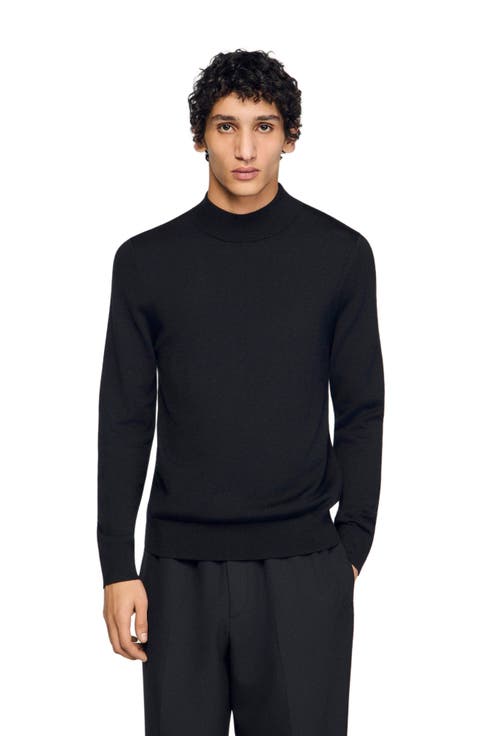 Wool sweater with high neck