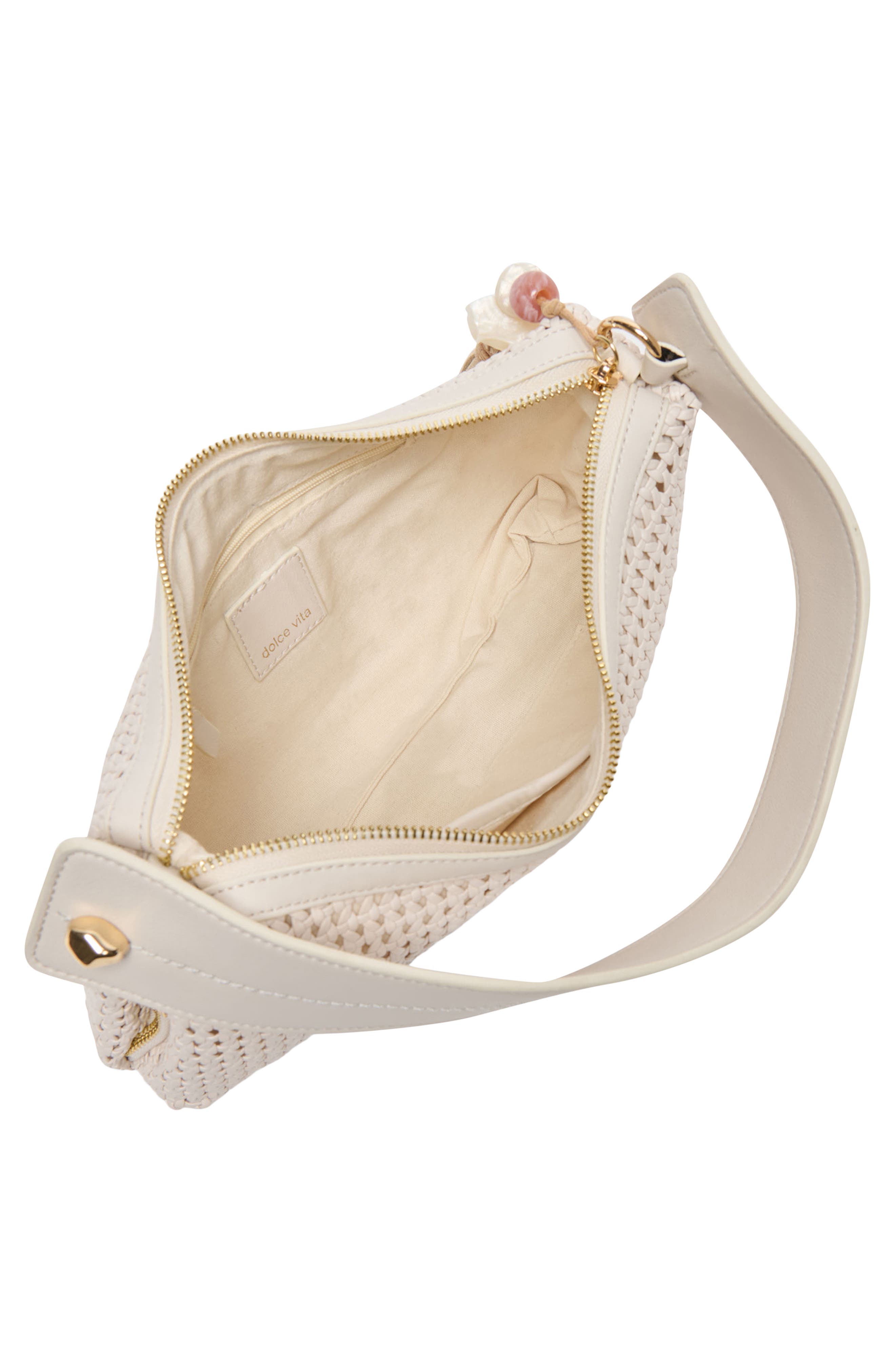 Zaria Woven Faux Leather Shoulder Bag, Alternate, color, IVORY