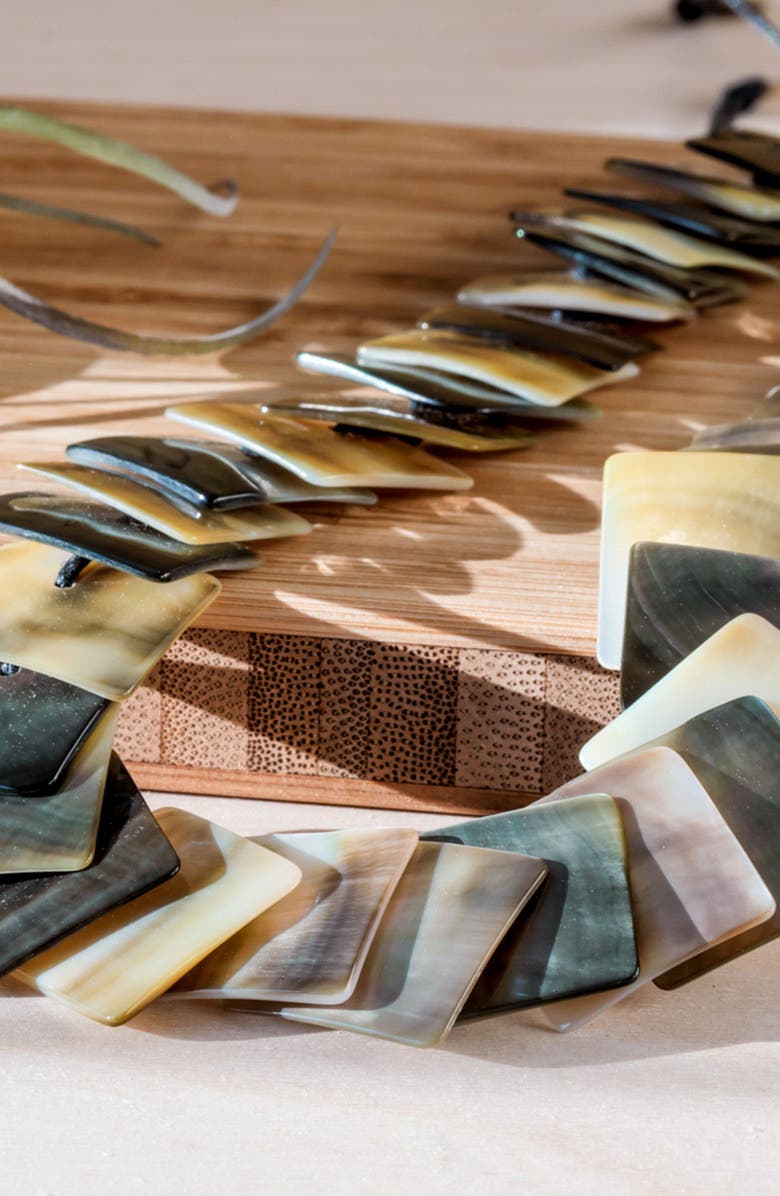 LIKHA Playa Square Tiles Mother-Of-Pearl Necklace, Alternate, color, Black