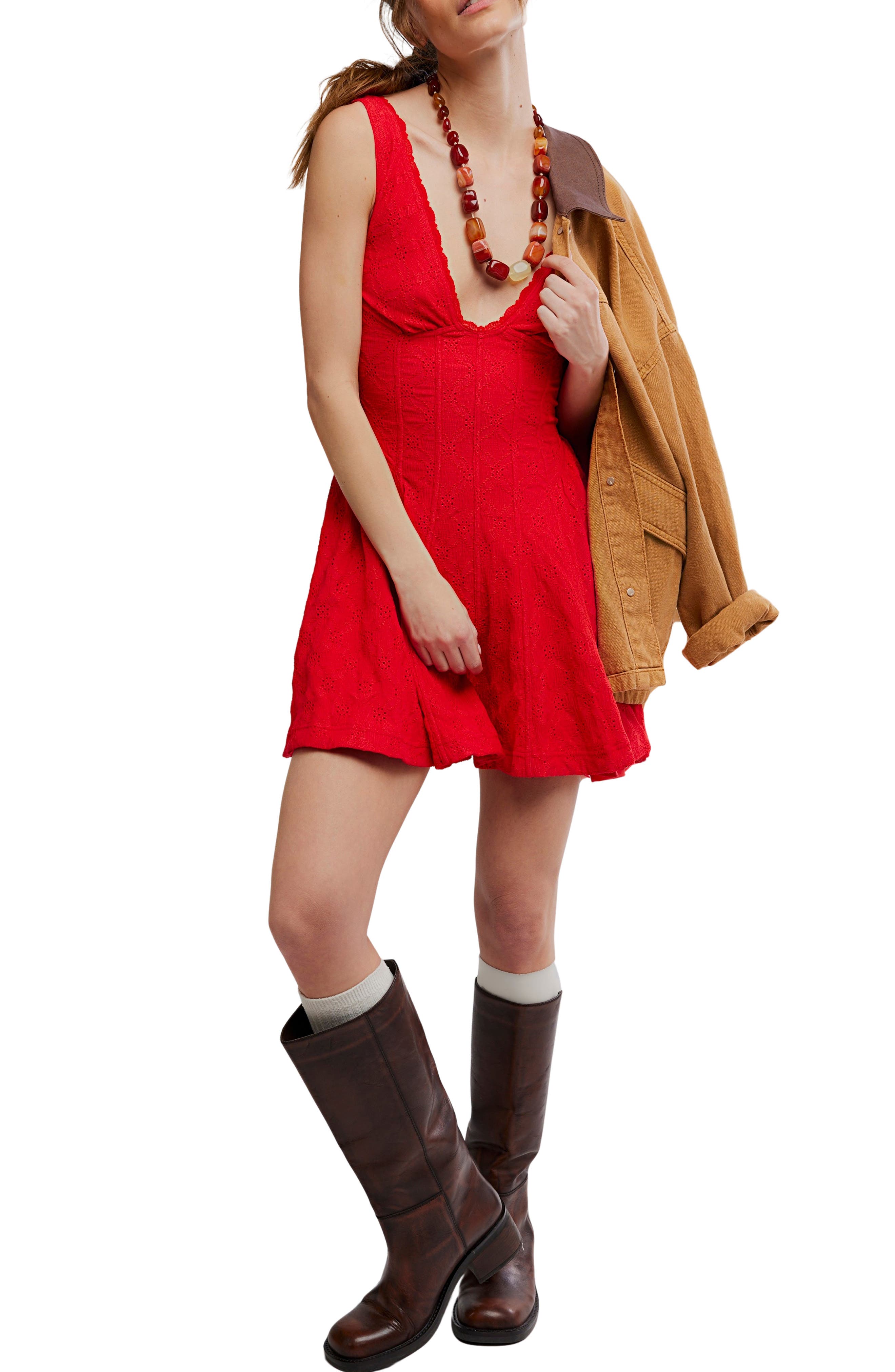 Can't Help It Eyelet Embroidered Minidress - image 5
