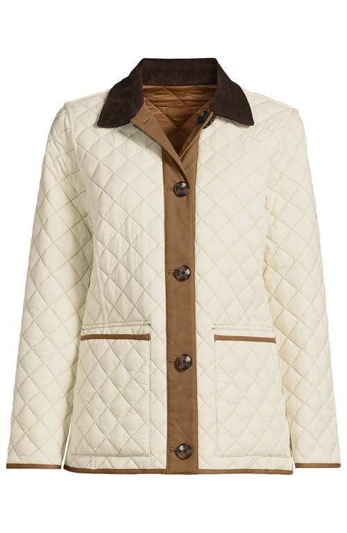 Lands' End Reversible Barn Quilted Jacket In Honey Beige/ivory Pearl
