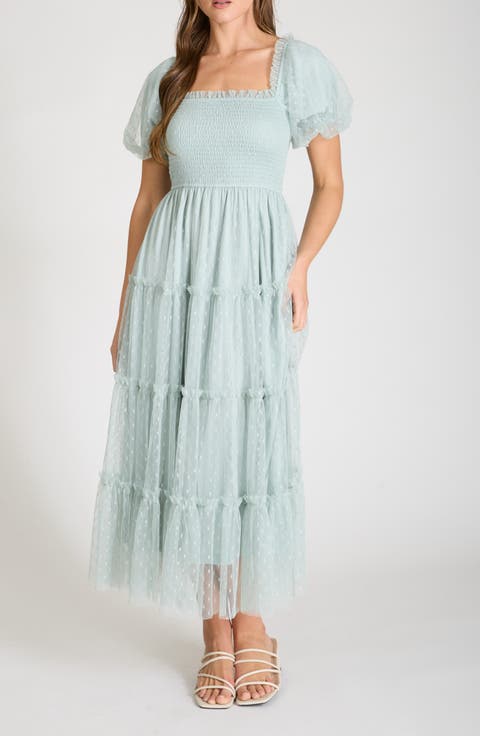 Puff Sleeve Midi Dress