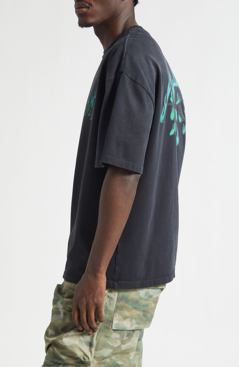 AMIRI Oversize Flames Logo Graphic T-Shirt, Alternate, color, Black