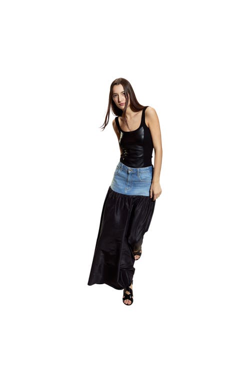 Cynthia Rowley Tribeca Vegan Leather Combo Top In Black