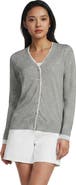 Lands' End Double Trim Cotton V Neck Cardigan Sweater