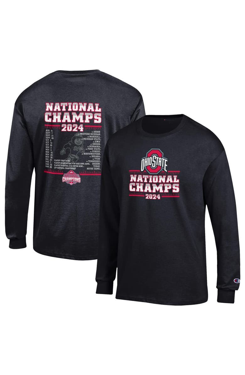 Champion Men's Champion Black Ohio State Buckeyes College Football Playoff 2024 National Champions Long Sleeve T-Shirt, Main, color, 