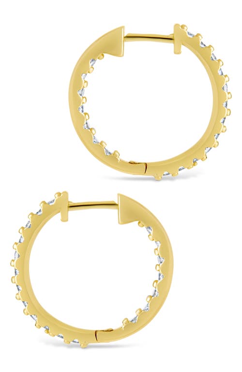 Sterling Forever Constance Cubic Zirconia Inside Out Hoop Earrings In Gold