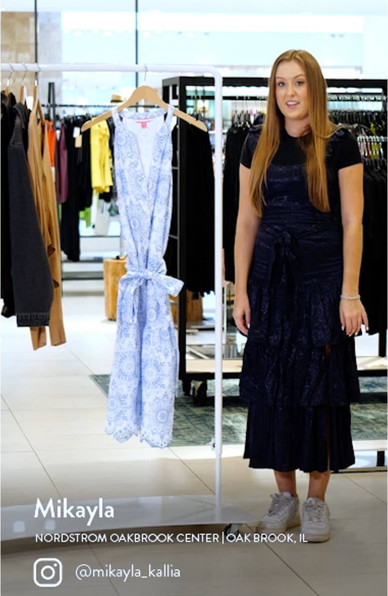 Kiri Tie Waist Cotton Eyelet Midi Dress, sales video thumbnail