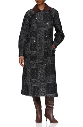 Avec Les Filles Patchwork Asymmetric Utility Coat In Black