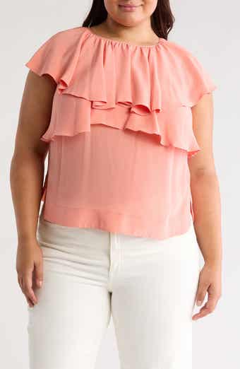 Joie Lennon Ruffle Short Sleeve Silk Top