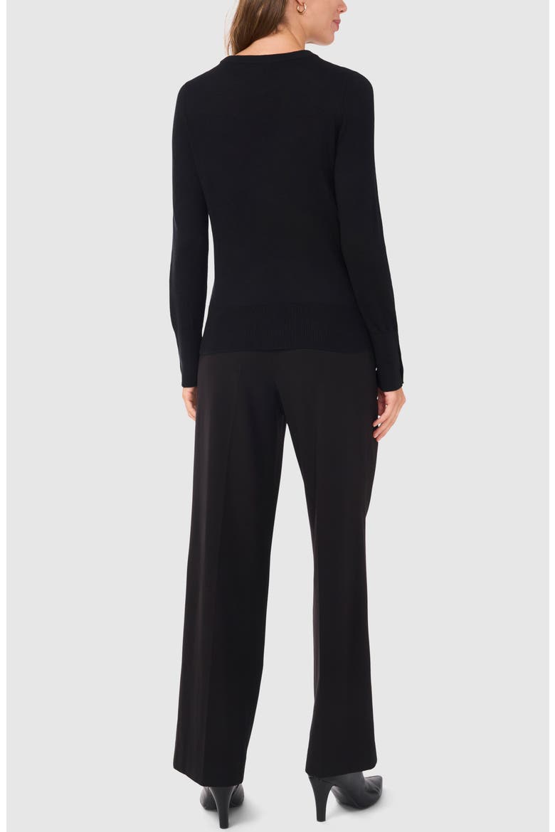 Button Cuff Cotton Blend Sweater, Alternate, color, RICH BLACK 060