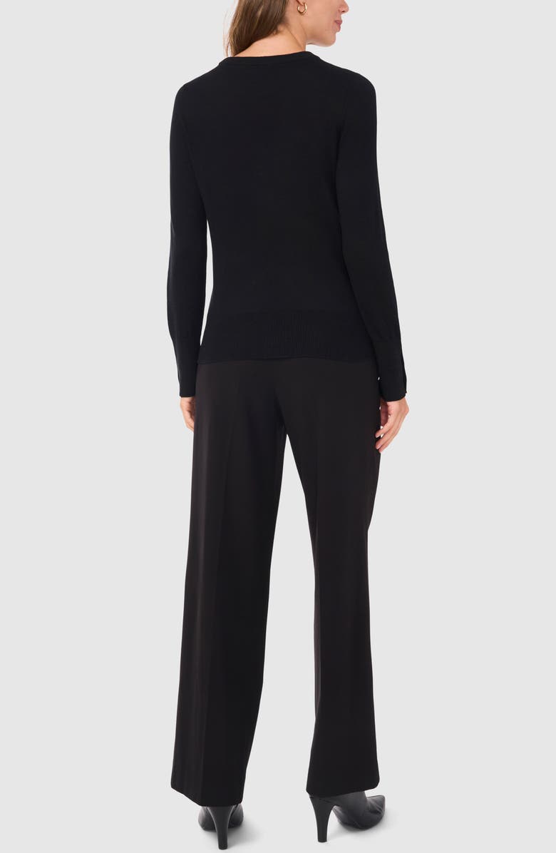 Halogen<sup>®</sup> Button Cuff Cotton Blend Sweater, Alternate, color, Rich Black 060